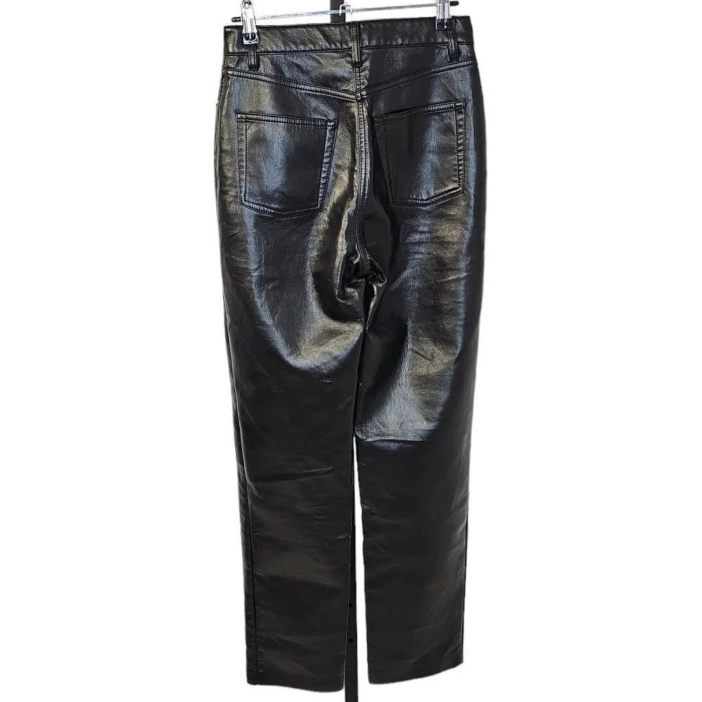 Aritzia Wilfred Melina Pant Black Vegan Leather High Waist Straight Leg Size  2 - Picture 2 of 9